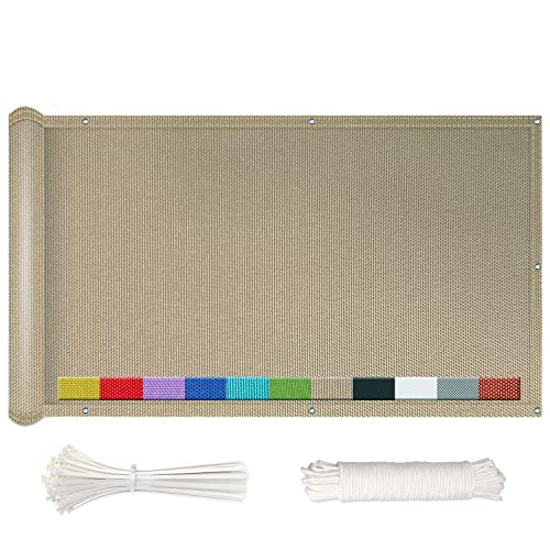 NKADNB Balkonumspannungen 135x250cm Sichtschutz für Balkon Windschutz Uv-Schutz, für Balkon Garten Mit ÖSen Kabelbinder Und Kordel, Sandfarbe von NKADNB