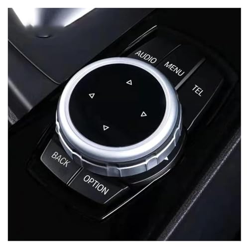NKCVEZBW Auto-Styling Auto-Multimedia-Tastenabdeckung Knopfrahmenverkleidung Kompatibel mit BMW 1 2 3 5 7 X1 x2 x3 x5 x6 Serie NBT-Controller iDrive-Taste(5 Key Arrow) von NKCVEZBW