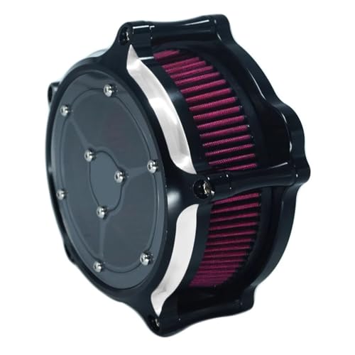 NKCVEZBW Motorrad See Through Turbine Luftfilter Clarity Intake Cleaner Chrom Kompatibel mit Harley Sportster XL 883 XL 1200 2007-up Fitment-A(Red) von NKCVEZBW