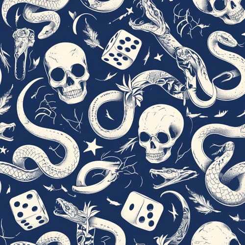 NKDYVB 45cm x 300cm Rosenschädel Schlangenwürfel Abziehbare Tapete zum Abziehen und Aufkleben Retro Totenkopf Kontaktpapier selbstklebend für Wohnzimmer- und Schlafzimmerdekor NKDYVB 45cm x 300cm Rosenschädel Schlangenwürfel Abziehbare Tapete zum Abziehen und Aufkleben Retro Totenkopf Kontaktpapier selbstklebend für Wohnzimmer- und Schlafzimmerdekor von NKDYVB
