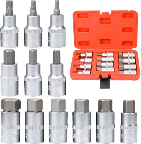 12 Stück Inbus Nuss Satz Steckschlüssel Satz Innensechskant Nuss Satz 1/2 Zoll für Inbus, Sechskant-Bit-Set 5-22 mm 12 Stück Inbus Nuss Satz Steckschlüssel Satz Innensechskant Nuss Satz 1/2 Zoll für Inbus, Sechskant-Bit-Set 5-22 mm von NKFOOPDU