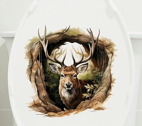 NKGWQ 27 x 27 cm, 3 Stück, 3D-Löwe-Tier, Selbstklebende Toilettendeckel-Aufkleber, lustige PVC-wasserdichte Toilettensitz-Aufkleber für Deckel, Badezimmer-Wandaufkleber von NKGWQ