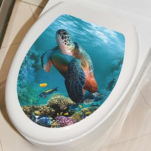 NKGWQ 3 Stück 36 x 29 cm, Unterwasserwelt, Sternenhimmel, Toilettensitz-Aufkleber für Deckel, Meer, Selbstklebende Toilettendeckel-Aufkleber, lustige Toilettensitz-Aufkleber von NKGWQ