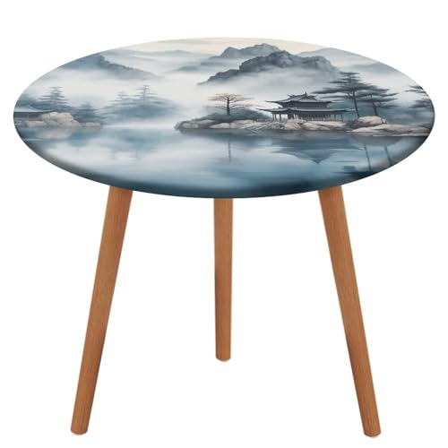 NKJJSTES Fitted Round Table Cloth Elastic Stretch Tablecloth Asian Landscape Painting Waterproof Table Cover for Camping Indoor and Outdoor NKJJSTES Fitted Round Table Cloth Elastic Stretch Tablecloth Asian Landscape Painting Waterproof Table Cover for Camping Indoor and Outdoor von NKJJSTES
