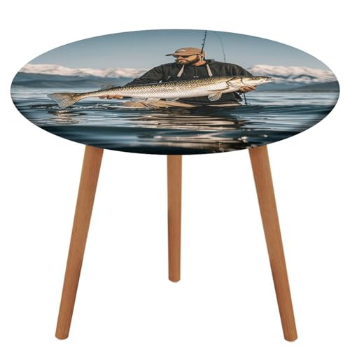 NKJJSTES Fitted Round Table Cloth Elastic Stretch Tablecloth Bass Fishing Wave Waterproof Table Cover for Camping Indoor and Outdoor NKJJSTES Fitted Round Table Cloth Elastic Stretch Tablecloth Bass Fishing Wave Waterproof Table Cover for Camping Indoor and Outdoor von NKJJSTES