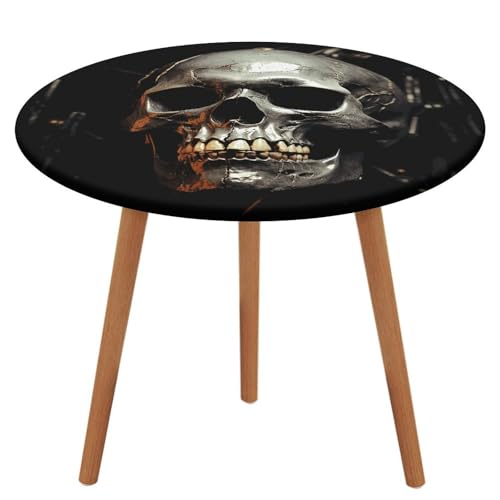NKJJSTES Fitted Round Table Cloth Elastic Stretch Tablecloth Eerie Scary Skull Waterproof Table Cover for Camping Indoor and Outdoor von NKJJSTES