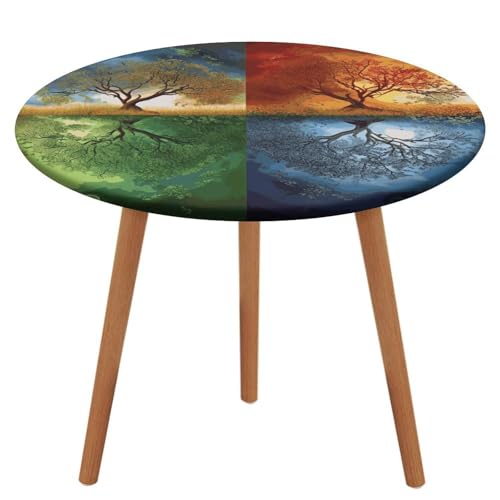 NKJJSTES Fitted Round Table Cloth Elastic Stretch Tablecloth Four Season Tree of Life Waterproof Table Cover for Camping Indoor and Outdoor NKJJSTES Fitted Round Table Cloth Elastic Stretch Tablecloth Four Season Tree of Life Waterproof Table Cover for Camping Indoor and Outdoor von NKJJSTES