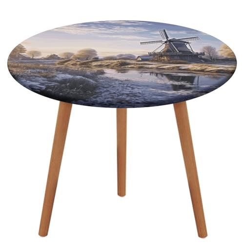 NKJJSTES Fitted Round Table Cloth Elastic Stretch Tablecloth Landscape with A Traditional Windmill Waterproof Table Cover for Camping Indoor and Outdoor NKJJSTES Fitted Round Table Cloth Elastic Stretch Tablecloth Landscape with A Traditional Windmill Waterproof Table Cover for Camping Indoor and Outdoor von NKJJSTES