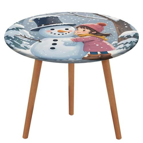 NKJJSTES Fitted Round Table Cloth Elastic Stretch Tablecloth Snowman Embraces Waterproof Table Cover for Camping Indoor and Outdoor NKJJSTES Fitted Round Table Cloth Elastic Stretch Tablecloth Snowman Embraces Waterproof Table Cover for Camping Indoor and Outdoor von NKJJSTES