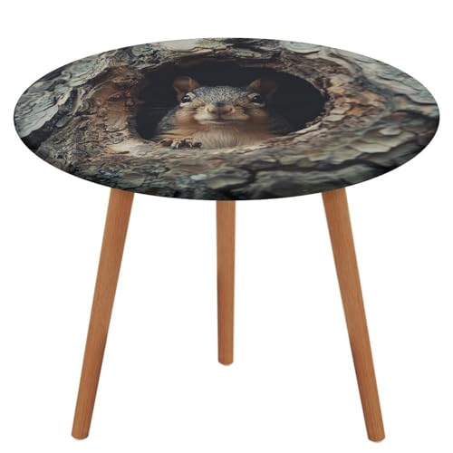 NKJJSTES Fitted Round Table Cloth Elastic Stretch Tablecloth Squirrel in The Tree Hole Waterproof Table Cover for Camping Indoor and Outdoor NKJJSTES Fitted Round Table Cloth Elastic Stretch Tablecloth Squirrel in The Tree Hole Waterproof Table Cover for Camping Indoor and Outdoor von NKJJSTES
