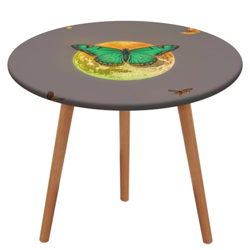 NKJJSTES Fitted Round Table Cloth Elastic Stretch Tablecloth Sun and Moon Green Moth Waterproof Table Cover for Camping Indoor and Outdoor NKJJSTES Fitted Round Table Cloth Elastic Stretch Tablecloth Sun and Moon Green Moth Waterproof Table Cover for Camping Indoor and Outdoor von NKJJSTES