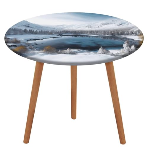 NKJJSTES Fitted Round Table Cloth Elastic Stretch Tablecloth Winter Mountains Snow Scene Waterproof Table Cover for Camping Indoor and Outdoor NKJJSTES Fitted Round Table Cloth Elastic Stretch Tablecloth Winter Mountains Snow Scene Waterproof Table Cover for Camping Indoor and Outdoor von NKJJSTES