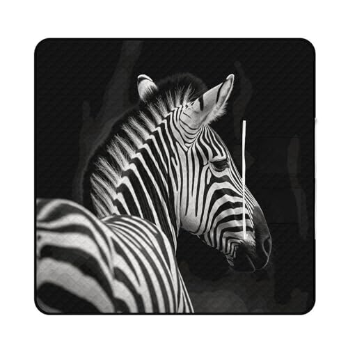 NKJJSTES Picknickdecke, wasserdicht und faltbar, Picknick-Strandmatte, tragbar, schwarz-weiß, Zebra-Campingdecke für Camping, Park, Strand von NKJJSTES
