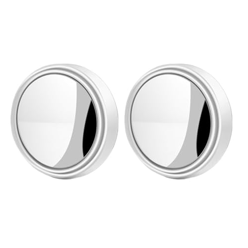 NKURTPC Auto Spiegelkappen 2 Stück Auto Rundrahmen Konvexer Toter-Winkel-Spiegel Weitwinkel 360 Grad Verstellbarer Rückspiegel(2 pcs White) von NKURTPC