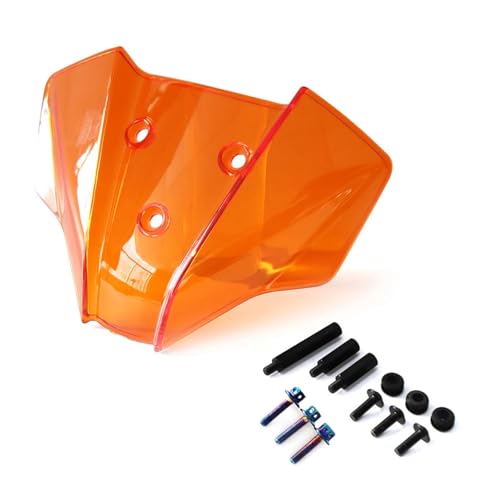 NKURTPC Windschutzscheibe Windabweiser Passend für 390 Duke 250 Duke 250 Duke 125 390 Duke 2024 2025 Motorrad-Windschutzscheibe Fliegengitter Vorne Windabweiser(Orange Blue) von NKURTPC