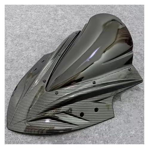 NKURTPC Windschutzscheibe Windabweiser Passend für Kawasaki Ninja 200 Ninja 300 Ninja 250 2013-2023 Motorrad-Windschutzscheibe, Windabweiser, Doppelblasen-Windschutzscheibe(Glossy Carbon Black) von NKURTPC