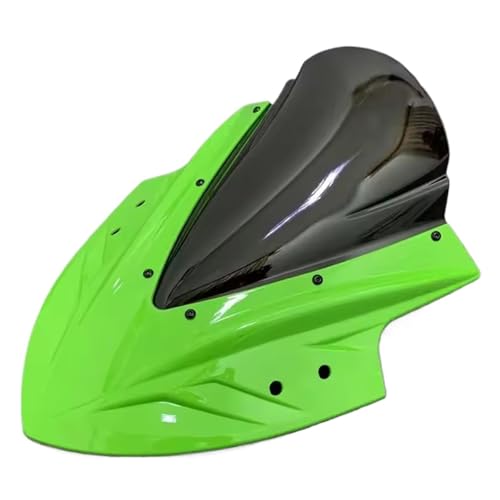 NKURTPC Windschutzscheibe Windabweiser Passend für Kawasaki Ninja 200 Ninja 300 Ninja 250 2013-2023 Motorrad-Windschutzscheibe, Windabweiser, Doppelblasen-Windschutzscheibe(Green Black) von NKURTPC