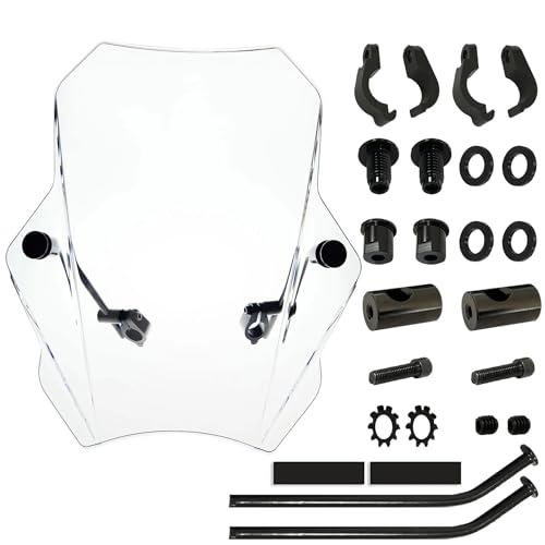 NKURTPC Windschutzscheibe Windabweiser Universal-Motorrad-Windschutzscheibe, Windschutzscheibe passend für Harley, passend für Honda, passend für Suzuki, passend für Triumph(6025-clear Wind) von NKURTPC