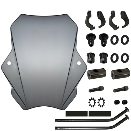 NKURTPC Windschutzscheibe Windabweiser Universal-Motorrad-Windschutzscheibe, Windschutzscheibe passend für Harley, passend für Honda, passend für Suzuki, passend für Triumph(6025-gray Wind) von NKURTPC
