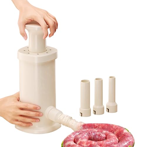Manuelle Wurstfüller, mit 4 Fülldüsen for hausgemachte Wurst und schnelleres Füllen von Hackfleisch von NKXASLS