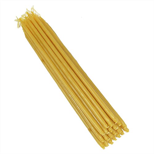 NKlaus 101g (ca. 20 St.) Ritual Kerzen 100% Bienenwachs L: 19 cm - Kirchenkerzen handarbeit Griechenland - Ritualkerzen - Altar Gelb Bienenwachskerzen 36266 von NKlaus