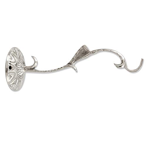 NKlaus 17cm lange Wand Halterung für Rauchfass Wandhalterung für Räuchergefaß Haken aus massivem Messing Wandhaken silbern Handarbeit 2769 von NKlaus