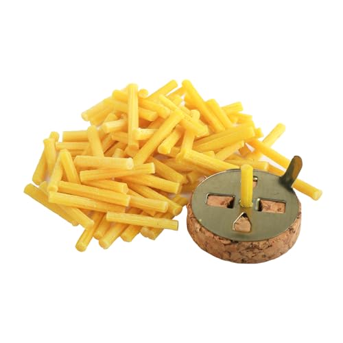 NKlaus 2 tlg. Set 1x Dochthalter Korkenset mit 10g Paraffin gelb Öllampendocht 40735 von NKlaus