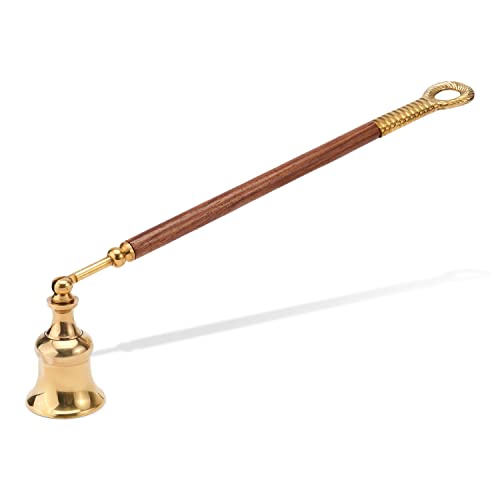 NKlaus 26,5cm Kerzenlöscher aus Messing mit Holzgriff Kerzen Zubehör Dochtlöscher bewegliche Kopf 11649 von NKlaus