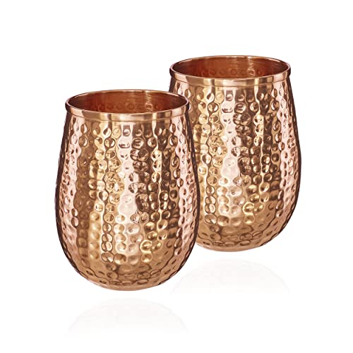 NKlaus 2x Kupferbecher reines Kupfer 100% Ayuverda Trinkbecher Oval Moscow Mule 500ml 11262 von NKlaus