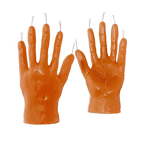 NKlaus 2x Bienenwachs Rumeshand orange Kerze Handarbeit Ritualkerze Tropfkerze 36431 von NKlaus