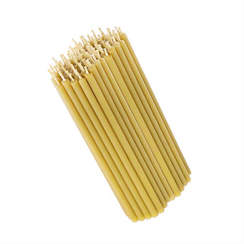 NKlaus 390g (ca. 100 St.) Kerzen 100% Bienenwachs premium Qualität Ritualkerzen - Dünne Bienenwachskerzen - Gelb Altarkerzen 36295 von NKlaus