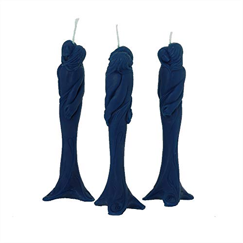 NKlaus - 3x Bienenwachs Stella der Liebe - blau Kerze - Figurenkerze Handarbeit Ritualkerze Tropfkerzen 36299 von NKlaus