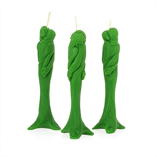 NKlaus - 3x Bienenwachs Stella der Liebe - grün Kerze - Figurenkerze Handarbeit Ritualkerze Tropfkerzen 36317 von NKlaus