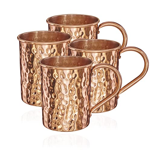 NKlaus 4x 145g Kupferbecher reines Kupfer (100%) Kupfertasse Zylinder Moscow Mule 500ml 11264 von NKlaus