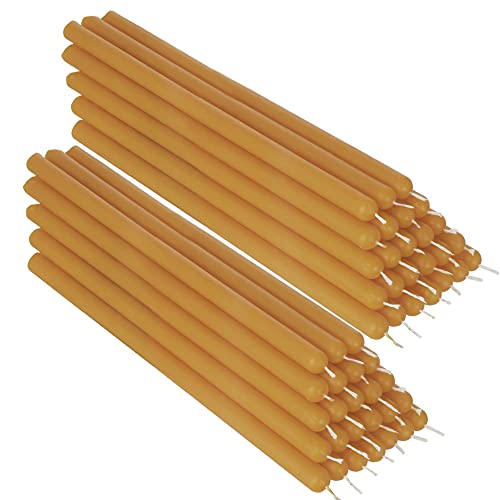NKlaus 50x gelb Bienenwachs 21cm rußfrei Handarbeit Tafelkerze Ritualkerze Tropfkerzen 36342 von NKlaus