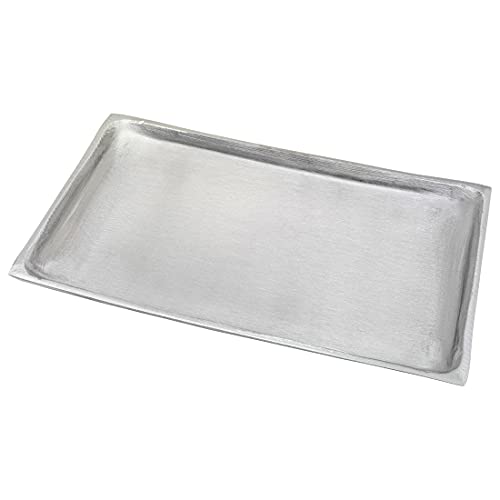 NKlaus Aluminium Silber Tablett rechteckig 25x15cm Kerzenteller Schmuckablage Untersetzer Deko Oberfläche glatt 10432 von NKlaus
