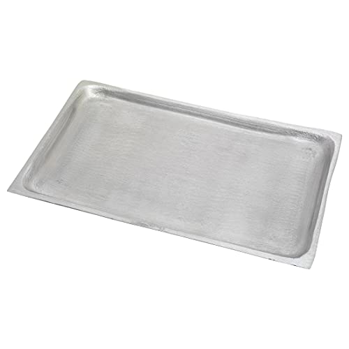 NKlaus Aluminium silber Tablett rechteckig 21x13cm Kerzenteller Schmuckablage Untersetzer Deko Oberfläche glatt 10431 von NKlaus