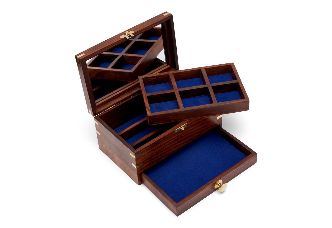 NKlaus Aufbewahrungsbox Maritim Schmuck Schatulle 22x14x12cm aus Holz und Messing mit Spiegel von NKlaus