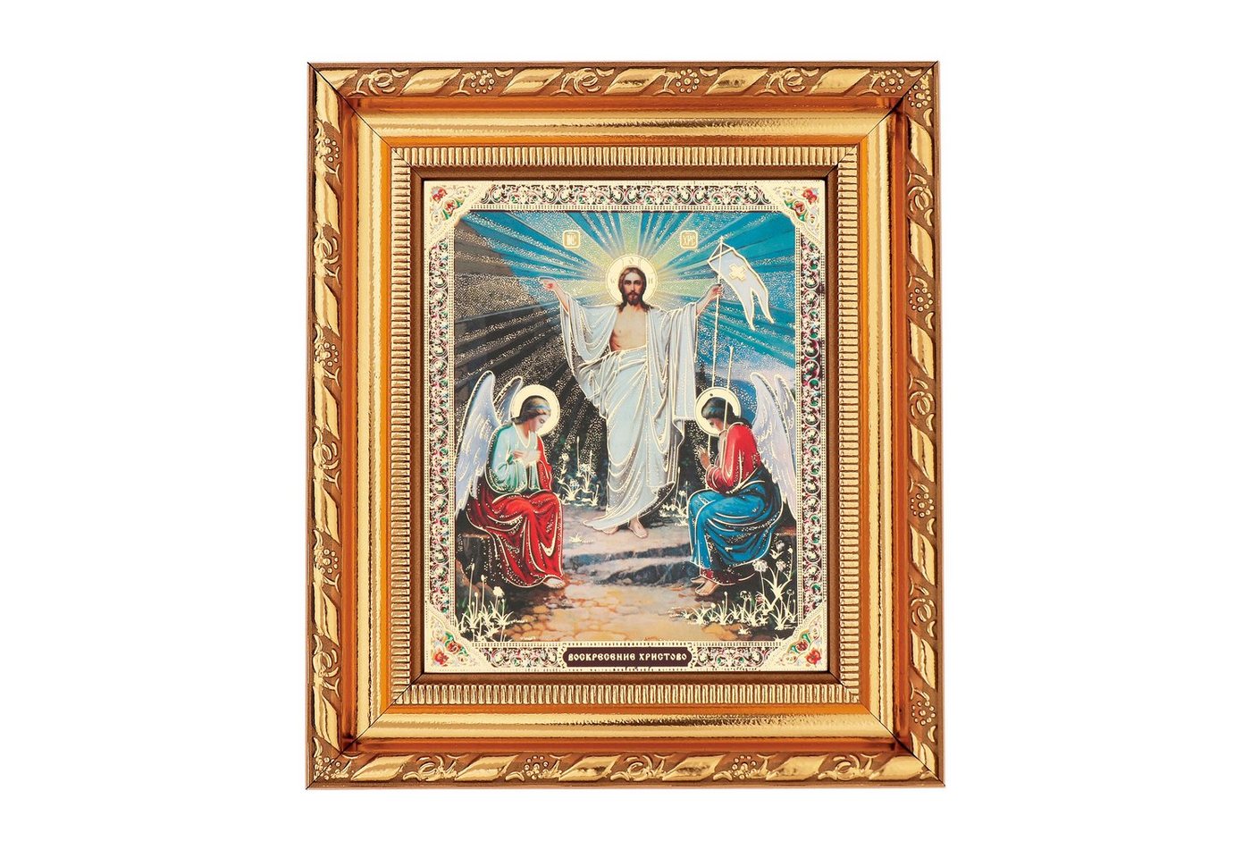 NKlaus Bild Auferstehung Jesus Christus Ostern Ikone, Rahmen Glas 14x16cm christli, Religion von NKlaus