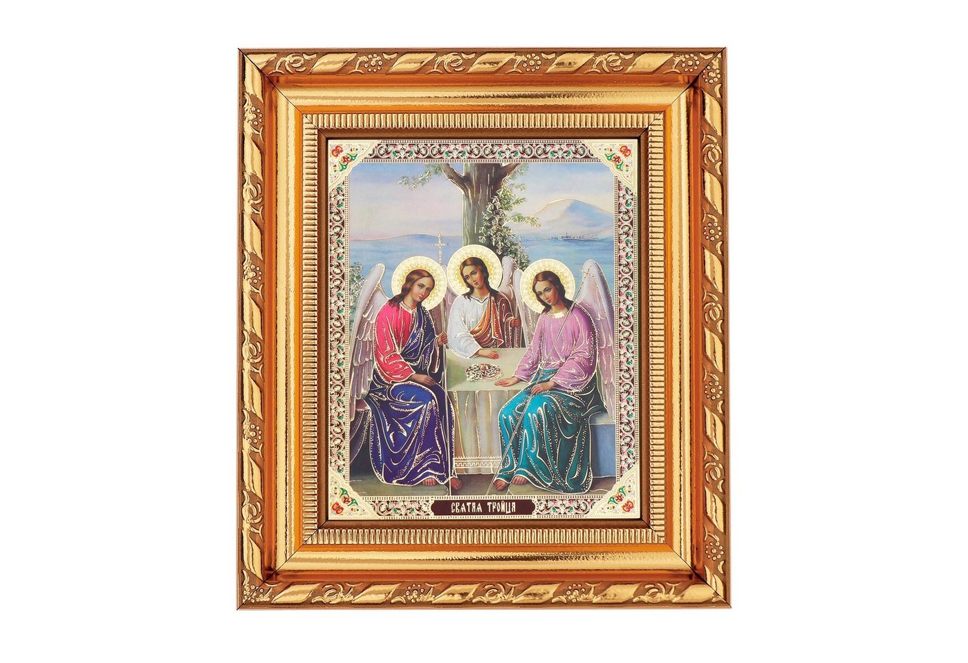 NKlaus Bild Die Heilige Dreifaltigkeit Ikone im Rahmen mit Glas 14x16cm christlich, Religion von NKlaus