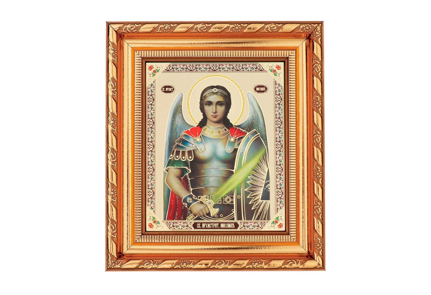 NKlaus Bild Erzengel Michael Ikone im Rahmen mit dem Glas 14x16cm christlich ortho, Religion von NKlaus