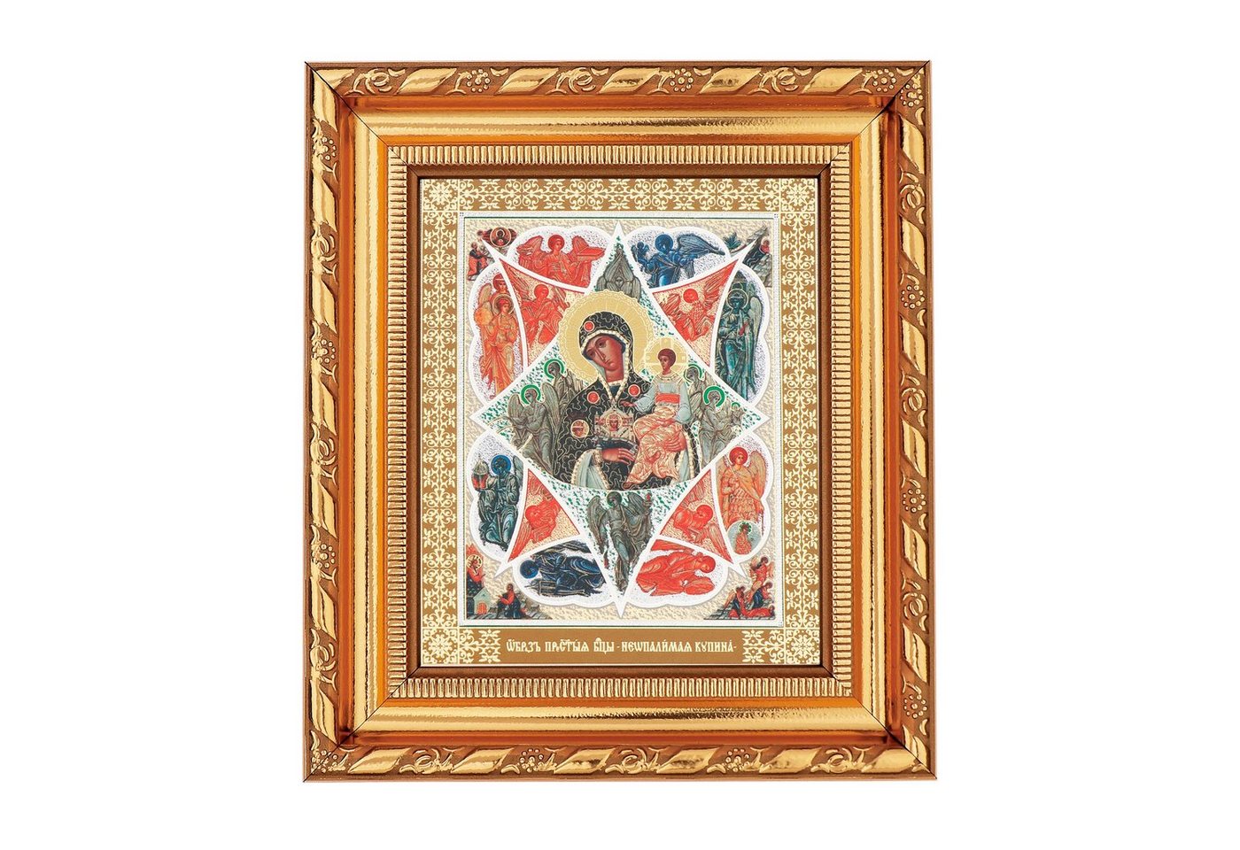 NKlaus Bild GM Vom Unverbrennbaren Dornbusch Ikone, Rahmen mit Glas 14x16cm christ, Religion von NKlaus