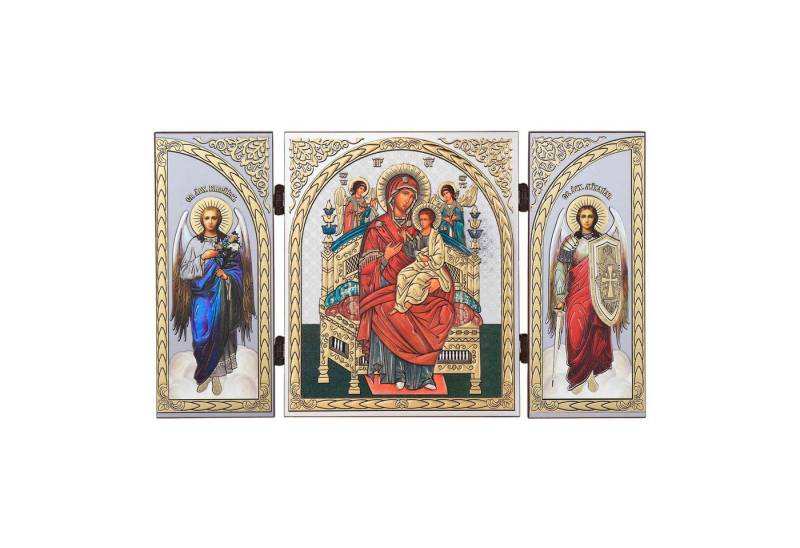 NKlaus Bild Gottesmutter All Königen Ikone Triptychon Christlich reise Altar Holz, Religion von NKlaus