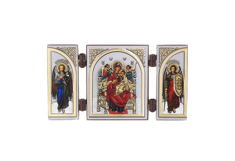 NKlaus Bild Gottesmutter All Königen Ikone Triptychon Christlich reise Altar Holz, Religion von NKlaus