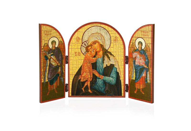 NKlaus Bild Gottesmutter Die Suche nach den Verlorenen Ikone Triptychon Holz 25x16, Religion von NKlaus