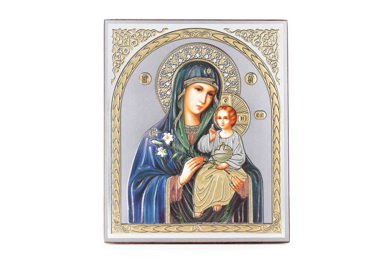 NKlaus Bild Gottesmutter Nicht Verwelkende Blume Holz Ikone 15x18cm christlich Seg, Religion von NKlaus