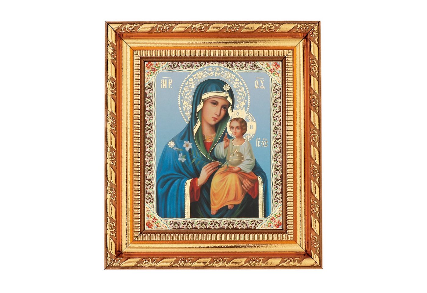 NKlaus Bild Gottesmutter Nicht Verwelkende Blume Ikone, Rahmen Glas 14x16cm christ, Religion von NKlaus