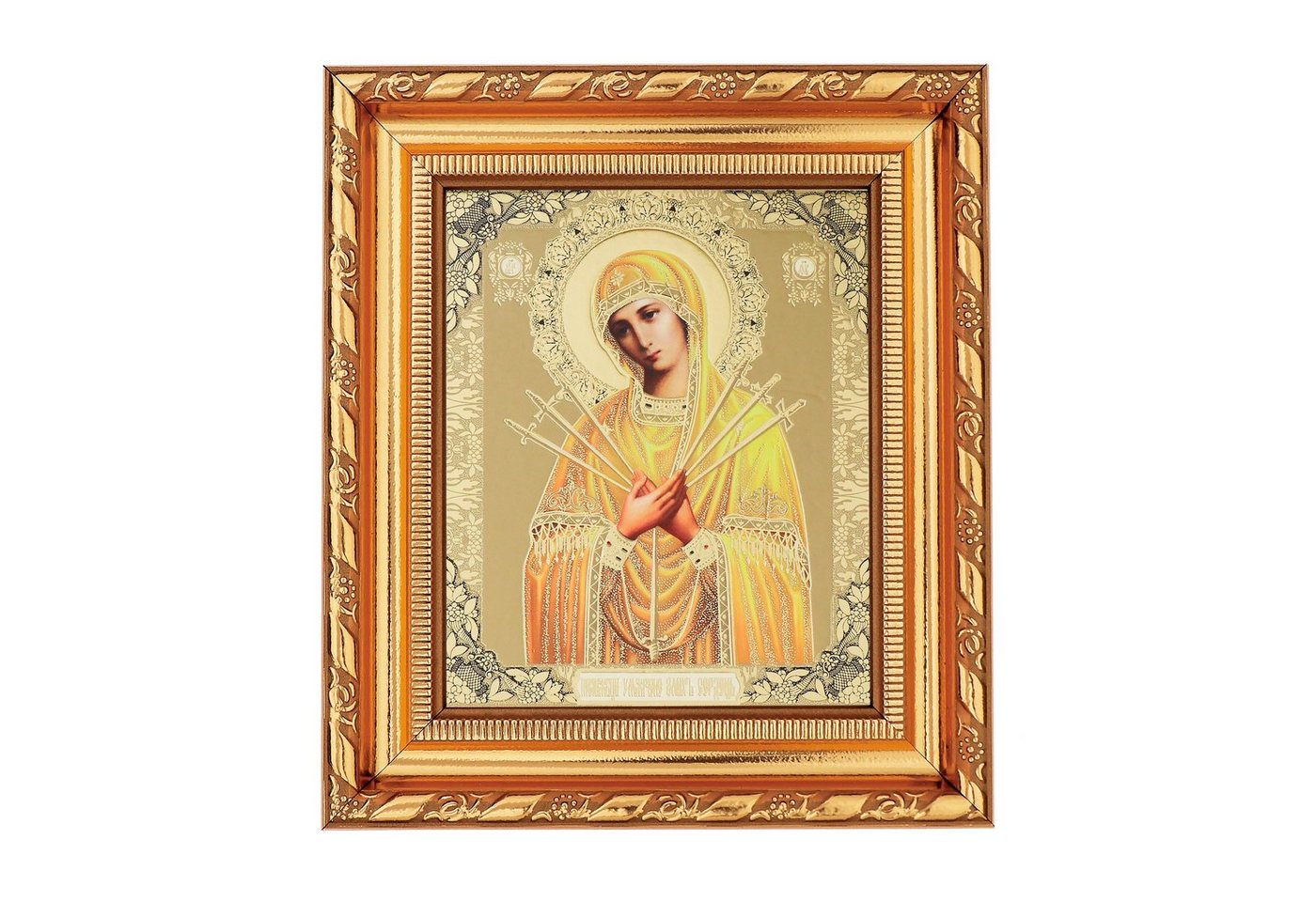 NKlaus Bild Gottesmutter Siebenpfeilige Ikone im Rahmen mit Glas 14x16cm christlic, Religion von NKlaus
