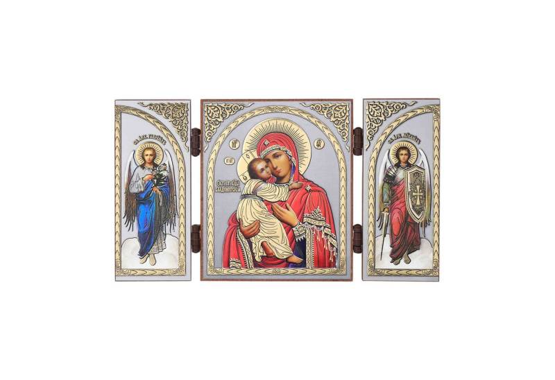 NKlaus Bild Gottesmutter von Wladimir Ikone Triptychon Christlich reise Altar Holz, Religion von NKlaus