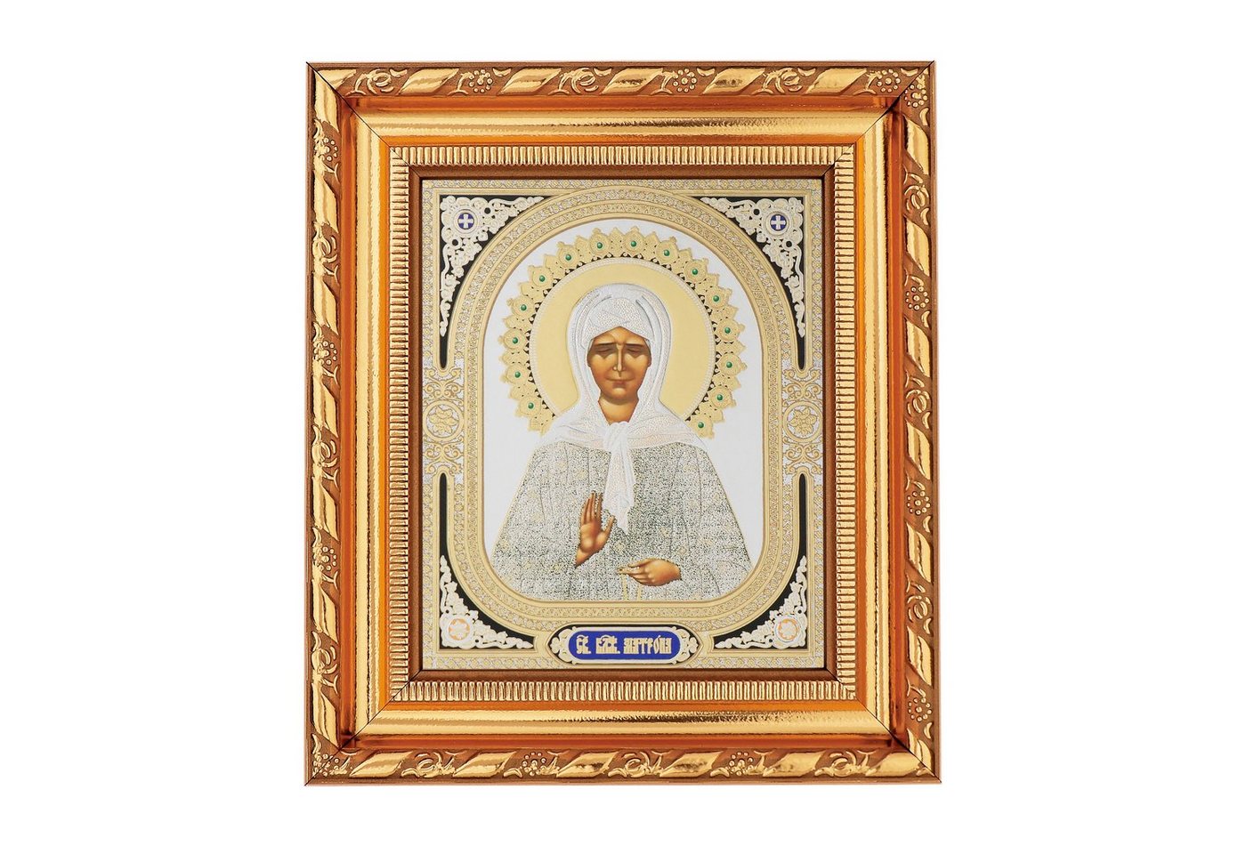 NKlaus Bild Heilige Matrona Ikone im Rahmen mit dem Glas 14x16cm christlich ortho, Religion von NKlaus
